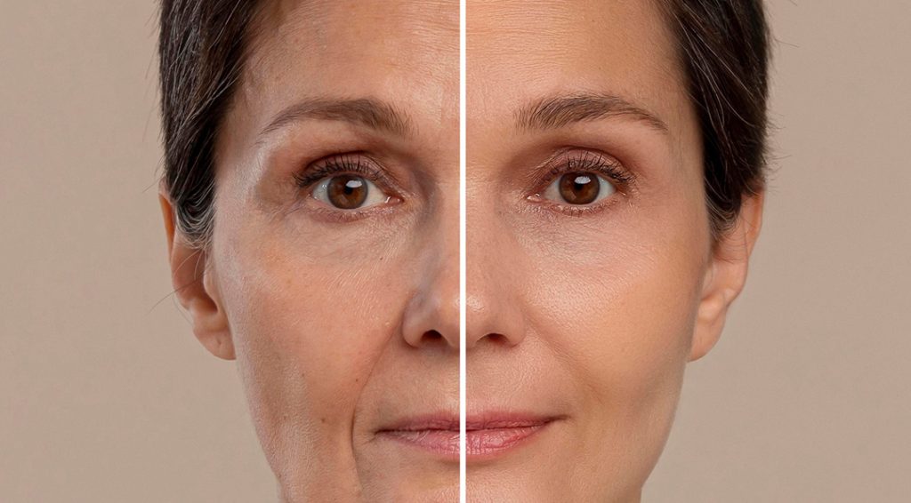 Antes y Después del tratamiento con la tecnología de Morpheus8 para rejuvecimiento facial